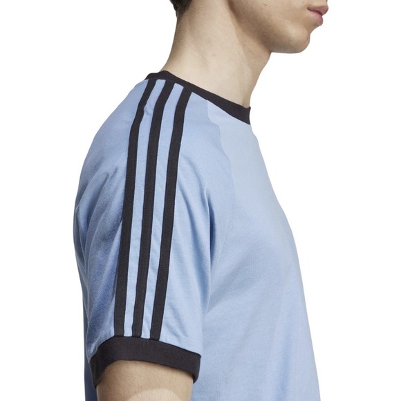 Adidas Men's Originals Adicolor 3 Stripes T shirt Sz 2XL Ash Blue/ Black Cotton - Picture 7 of 11